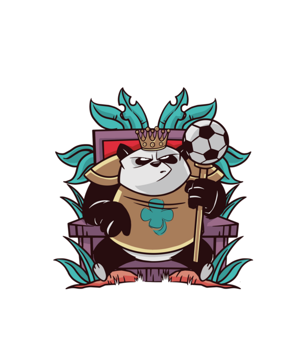 Panda király minta fehér pólón