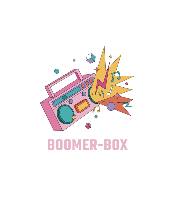 Boomer Box Magnó Retró minta fehér pólón