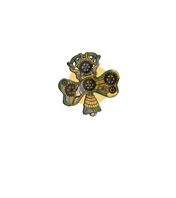 Steampunk lóhere minta farmerkék pólón