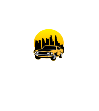Muscle car minta fekete pólón