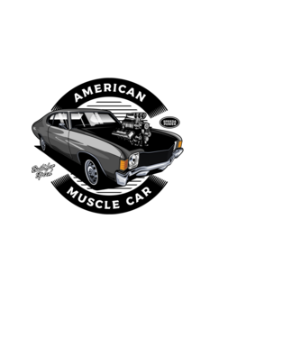 american muscle car minta fekete pólón