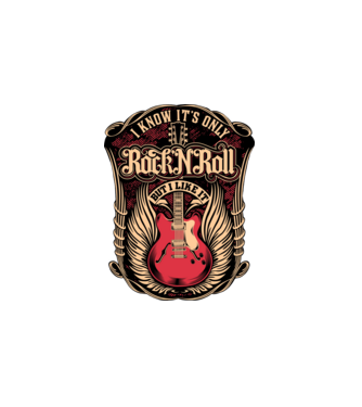 rock n roll minta fehér pólón