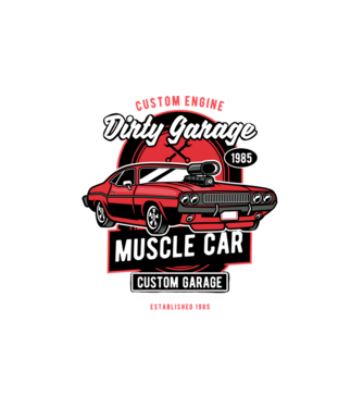 muscle car minta fehér pólón
