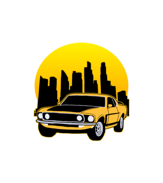 Muscle car minta homokszín pólón