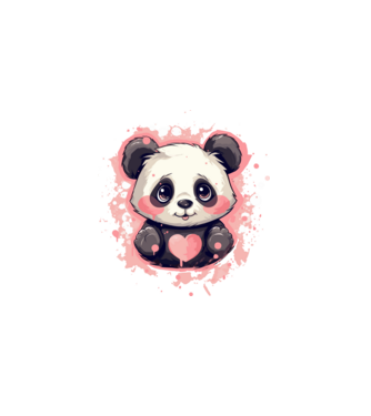 Panda minta fehér pólón