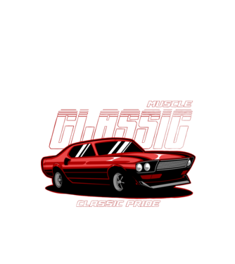 Muscle car minta fekete pólón