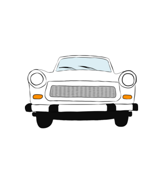 Trabant minta fehér pólón