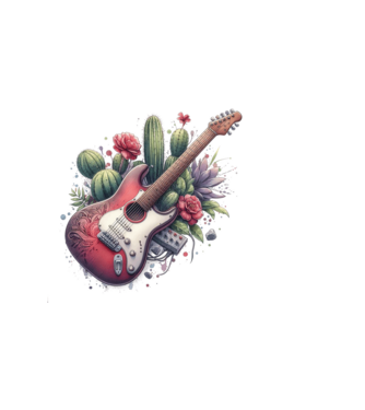 gitár minta világos rózsaszín pólón