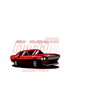 Muscle car minta fehér pólón