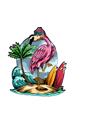 flamingo minta fekete pólón