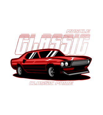 Muscle car minta fehér pólón