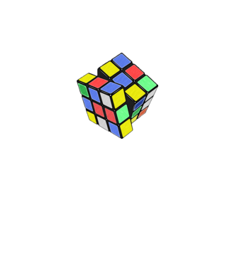 Rubik kocka  minta fehér pólón