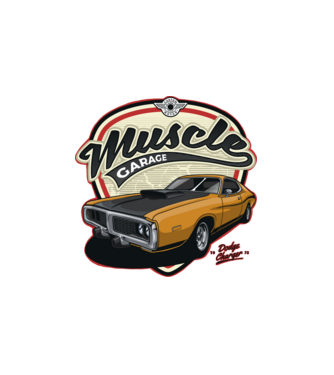 muscle car minta fehér pólón