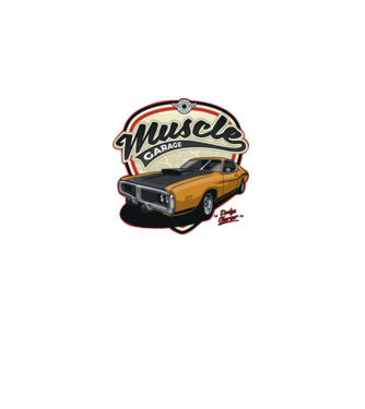 muscle car minta fekete pólón