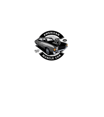 american muscle car minta szürke pólón