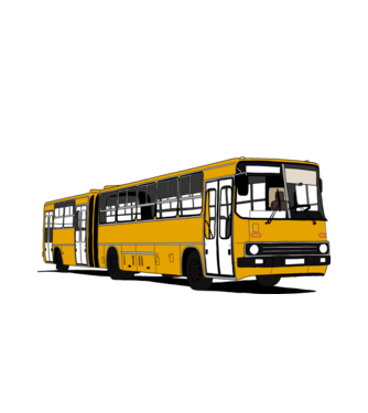 Busz minta fehér pólón