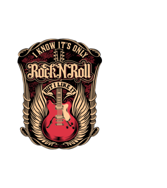 rock n roll minta fehér pólón