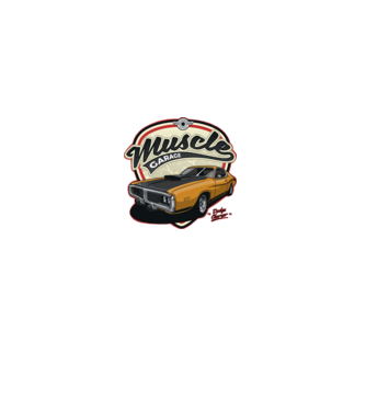 muscle car minta fekete pólón