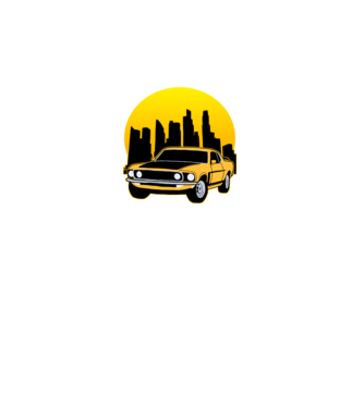 Muscle car minta fekete pólón