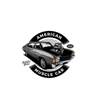 american muscle car minta fehér pólón