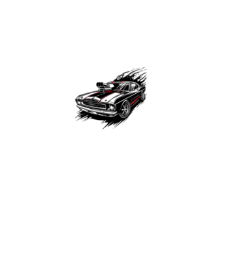 Muscle car minta fehér pólón