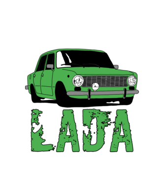 Lada minta fehér pólón