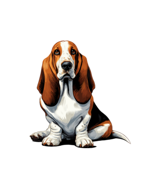 Basset hound minta fehér pólón