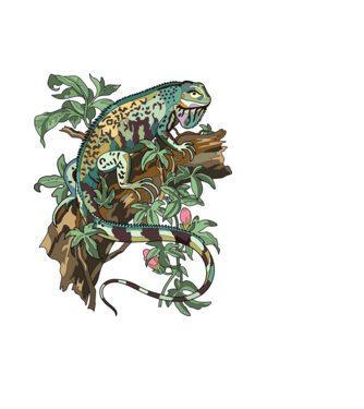 iguana minta világoskék pólón