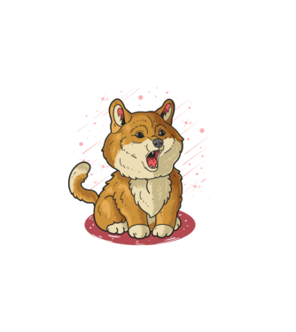 shiba minta fehér pólón