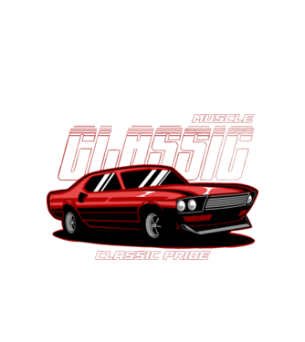 Muscle car minta fehér pólón