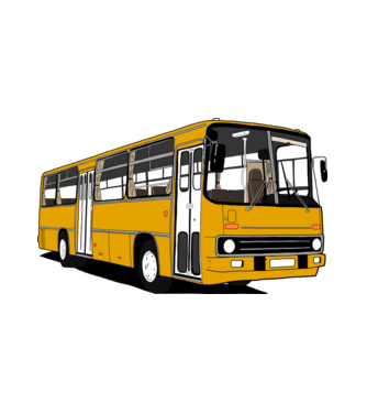 Busz minta fehér pólón