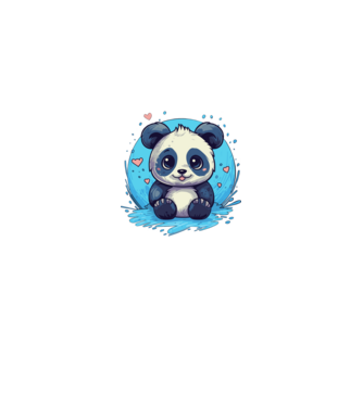Panda minta királykék pólón
