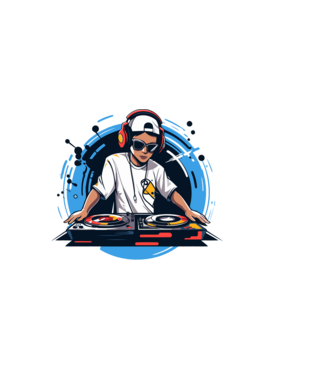 Dj minta sötétkék pólón