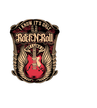 rock n roll minta fekete pólón