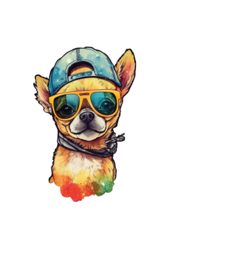 chihuahua minta világoskék pólón