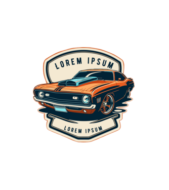 muscle car minta fehér pólón