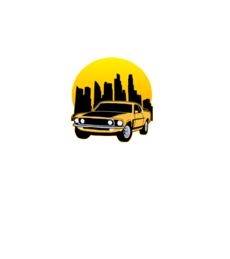 Muscle car minta fekete pólón