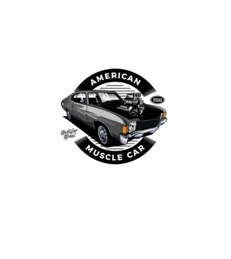 american muscle car minta szürke pólón