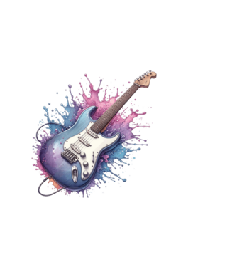 gitár minta világos rózsaszín pólón
