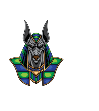 anubis minta világoskék pólón