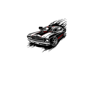 Muscle car minta fehér pólón