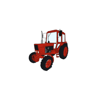 Traktor minta fehér pólón