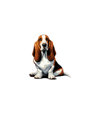 Basset hound minta fehér pólón