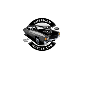 american muscle car minta szürke pólón