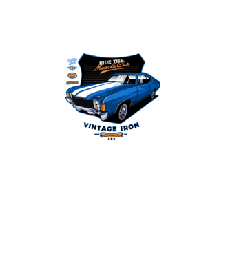 muscle car minta türkiz pólón