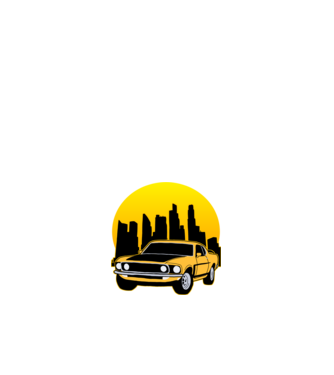 Muscle car minta fehér pólón