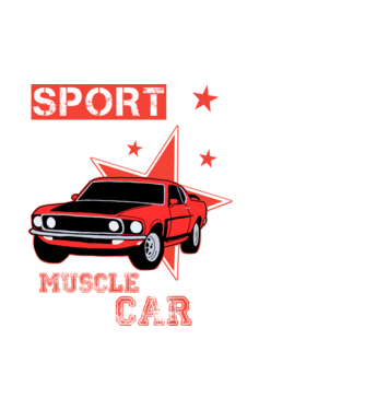 muscle car minta fehér pólón