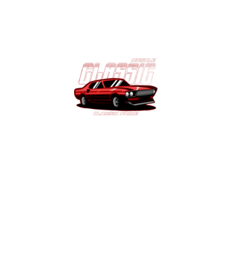 Muscle car minta fekete pólón