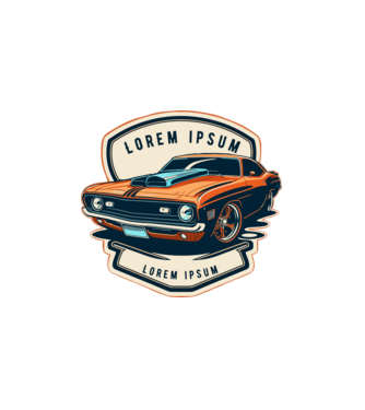 muscle car minta fehér pólón