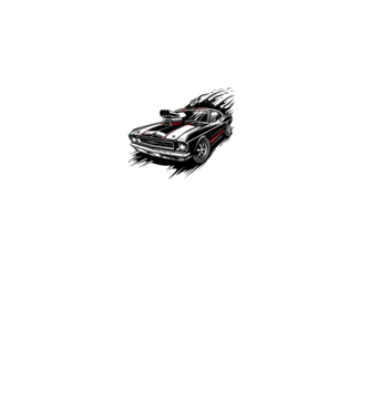 Muscle car minta fehér pólón